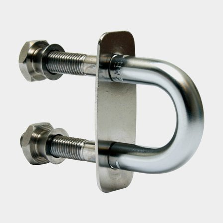 Bügelschraube / Stävögla mit Abdeckplatte, Klasse 3, rostfreier säurebeständiger Stahl (A4 / AISI 316, Marineklasse), M12 x 48 mm, 122 mm - Boot