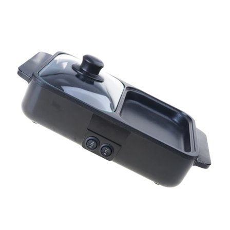 Bärbar Elektrisk Gryta Grill 2 i 1 Matlagningsenhet Multifunktionell Kokare