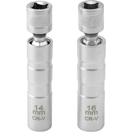 2-pack Magnetisk Tändstiftsnyckel 16mm/14mm Lång, Tändstiftsborttagare, 3/8" -10mm Flexibel