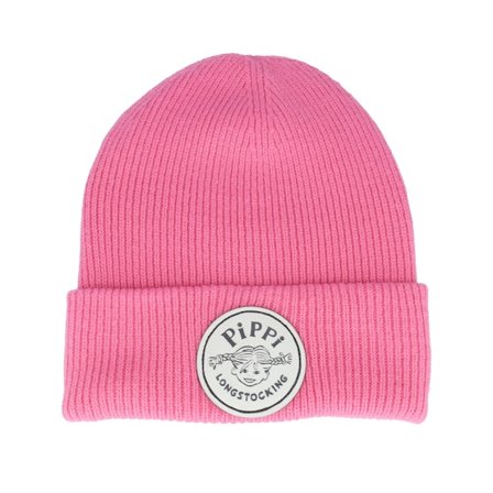 Pippi Långstrump - Rosa cuff Beanie - B/W Logo True Pink Soft Cuff @ Hatstore