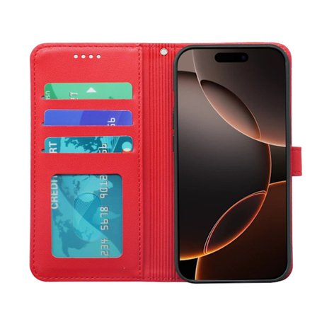 Fodral för iPhone iPhone 13pro 6.1 Ljus Röd PU Läder Liten Rund Knapp Fotoram Magnetisk