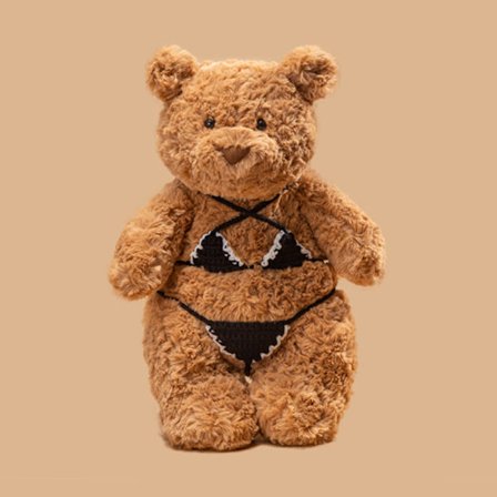 Jellycat Tegneserie Barcelona Bjørn Kosedyr, Svart Badedrakt Bikini Kosedyr, 28cm
