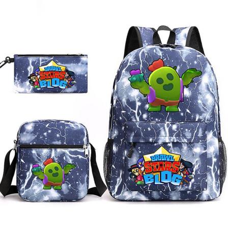 BRAWL STARS Vildmarkskamp Tredelt rygsæk sæt til mandlige og kvindelige studerende, skulderbeskyttelse rygsæk Style 12