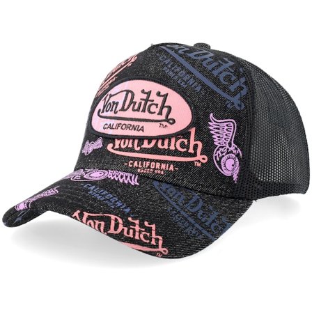 Von Dutch - Noir trucker Casquette - Oval Patch Text Print Black Trucker @ Hatstore