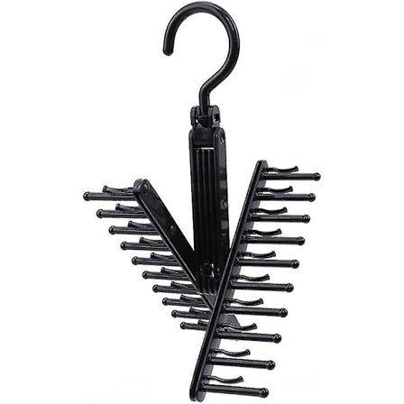 Slipsholder for slips, belter og skjerf med 20 rader, 360 graders rotasjon, klesorganisator