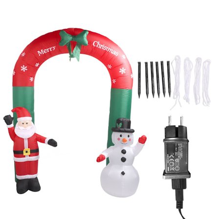 2,4 m Oppblåsbar Julenisse Snømann Julebue Utendørsdekorasjon for Plen med EU-plugg 220V