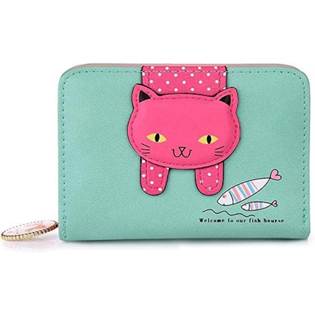 Mini söpö lompakko, sarjakuva kissa tyttö kolikkopussi, nahka kolikko