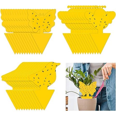 Insektfeller, 36 stk gule flugefeller, dobbeltsidige klebrige feller, beskyttelse mot bladlus, mygg, bladfluer for innendørs hageplanter F