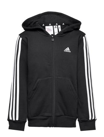 Essentials 3-Stripes Zip Hooded Jacket Black Adidas Performance