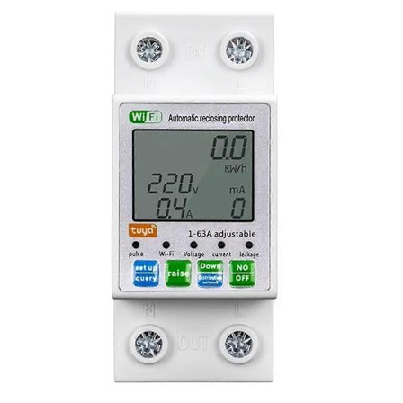 Manuell Automatisk Smart Zigbee Bryter Fjernkontroll Gjenkobling 63A Smart Strømbryter Wifi Digitalt Display Jordfeil