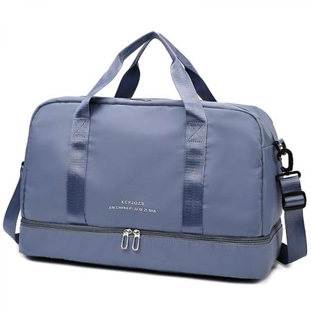 Travel Independent Shoe Compartment Storage Luggage Carry-on Big Hand Shoulder Duffle Lightweight Carrying Portable Bagblue