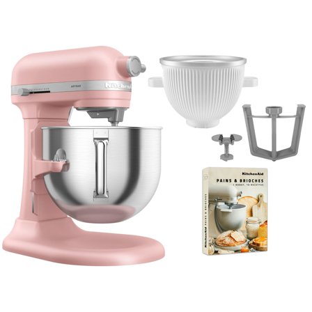 Kitchenaid Artisan 5KSM70SHXE yleiskone 6,6 litraa + 5KSMICM Ice Cream Maker, dried rose