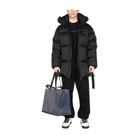 Off White, Hooded Down Jacket Czarny, Mężczyzna, Rozmiar: S
