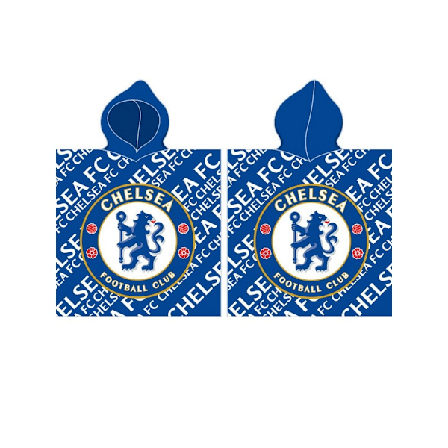 Chelsea FC Logo Bomullshandduk med Huva One Size Blå/Vit