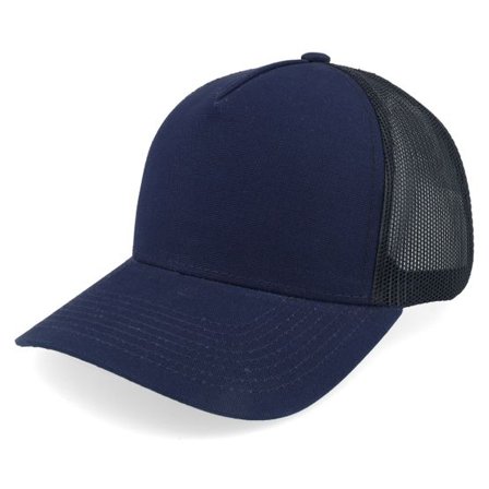 Equip - Blå trucker Keps - Blank Canvas Navy/Black A-frame Trucker @ Hatstore