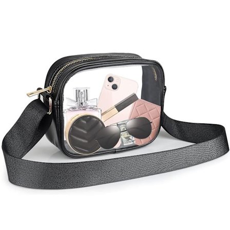 Klar veske stadion godkjent, Momsiv skinn klar crossbody veske med justerbar stropp klar stadion veske for konserter sport