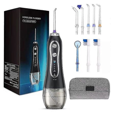 Professionell Sladdlös Vattenflosser - Kraftfull Dental Oral Irrigator Med Gravitationskula - 5 Lägen, 5 Munstycken - Portabel & Resevänlig...
