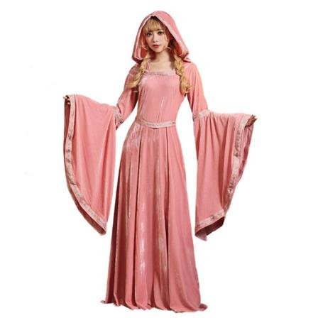 Kvinnor Vintage Häxa Klänning Halloween Pink M