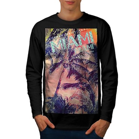 Miami Palm Beach män svart långärmad T-shirt | Wellcoda