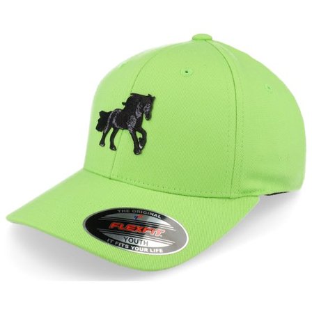 Kiddo Cap - Grön flexfit Keps - Kids Black Horse Apple Green Flexfit @ Hatstore