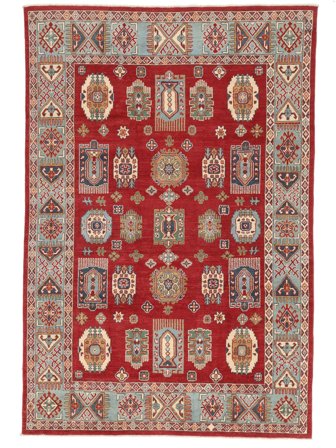 Kazak Fine Matta Handknuten 199X294 Mörkröd/Brun Afghanistan