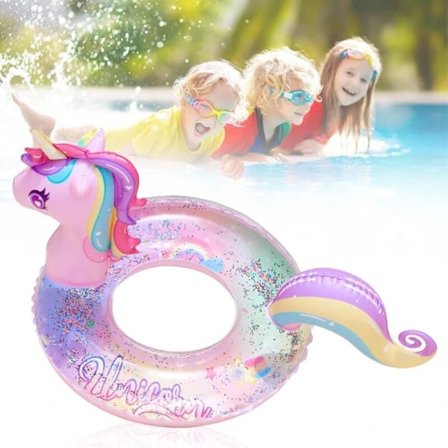 Hot tilbud til lav pris! Enhjørning Oppustelig Badering, Enhjørning Sittering, Enhjørning Strandlegetøj, Badering til Børn, Enhjørning Badering, 5-9 