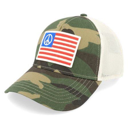 American Needle - Camo trucker Cap - Usa Peace Twill Valin Ptch Ivory/Camo Trucker @ Hatstore