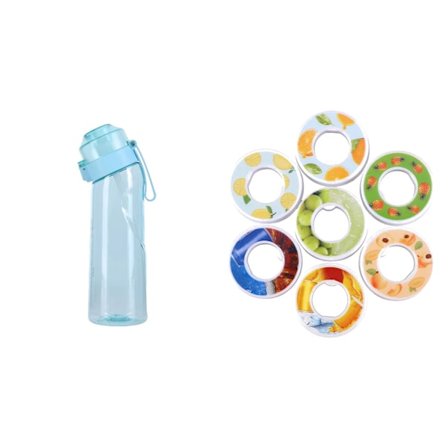 Smaksatt vattenflaska med 7 kapslar Air Water Up Bottle Frostad Svart 650 ml Air Startup Set Vattenkopp för camping sport 0
