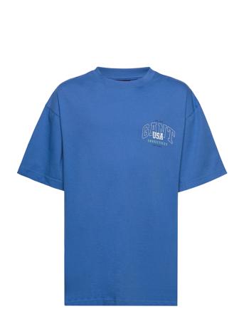 Over D T-Shirt T-shirts Short-sleeved Blå GANT*Betinget Tilbud