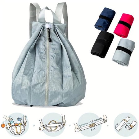 1 st Sport Ryggsäck med Dragsko - Simväska Gymväska - Utdragbar Vikbar Lättvikt