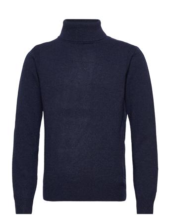 Aknico Solid Roll Neck Lambswool Navy Anerkjendt