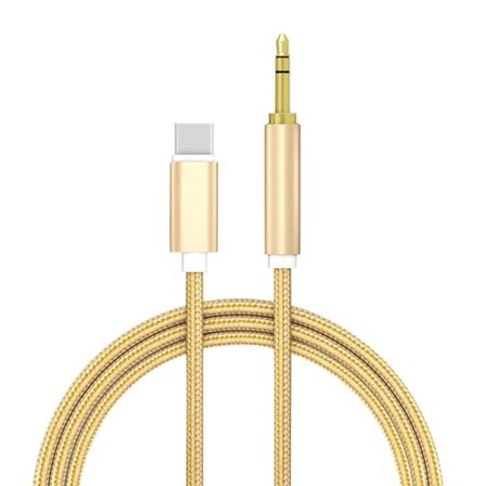 USB-C-3,5 mm:n aux-äänikaapeli, kuulokemikrofonin kaiuttimen kuulokeliitäntäsovitin, auton aux Samsungille, kulta