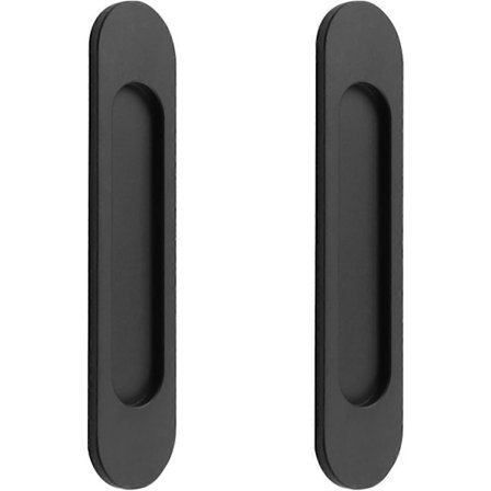 2-pakning Selvklebende Ovalt Skyvedørshåndtak, Matt Svart Aluminiumslegering Ingen Boring for Skyvedører, Vinduer, Skap / 18 cm