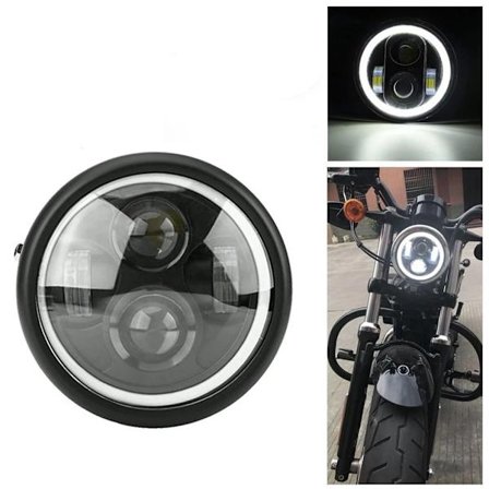 Rund 6,5 tum LED Motorcykelstrålkastare 12V Motorcykelstrålkastare Lampa Glödlampa Spotlight för Sportster Cafe Racer Bobber