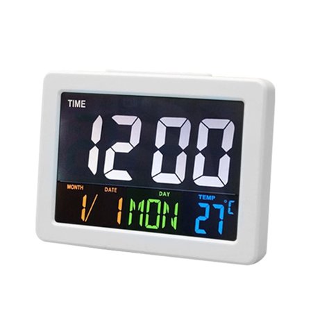 LED digital vækkeur, elektronisk rejsevækkeur batterivækkeure natbord med 8 alarmlyde, knapstyret baggrundsbelysning (hvid)