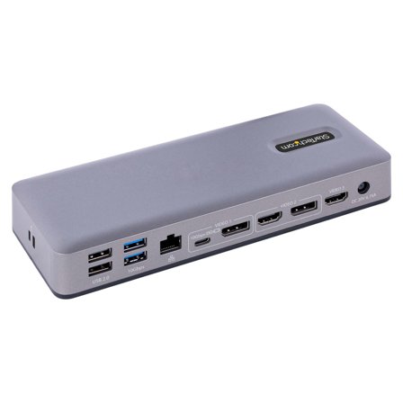 StarTech USB-C Docking Station - Multi Monitor HDMI/DP/DP Alt Mode USB-C Dock - 3x 4K30 / 2x 4K60 - 7-Port USB Hub - 60W Power Delivery - GbE - 3.5mm