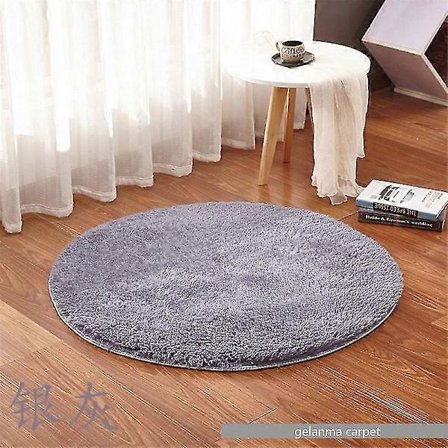 Baderomsmatte sklisikker absorberende dusj baderomsmatte rund langhåret Sølvgrå Sølv grå