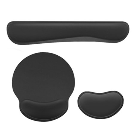 Ergonomiskt 3-delars datorhandledsstödset med gummibotten för spelare, skribenter och arbetare