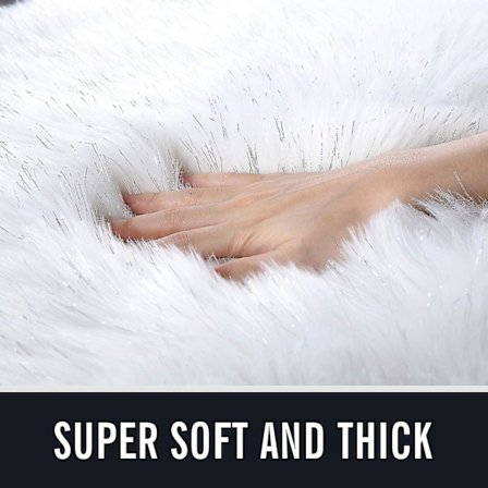 Supermyk Falsk Saueskin Teppe For Soverom Gulv, Lusket Plysj Teppe, Falsk Pels Teppe, Sengside Tepper, 2 X 3 Fot Rektangel Hvit