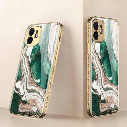Iphone 12 Lyx Glas-skal Guld Barock Elegant Flera Färger Green One Size