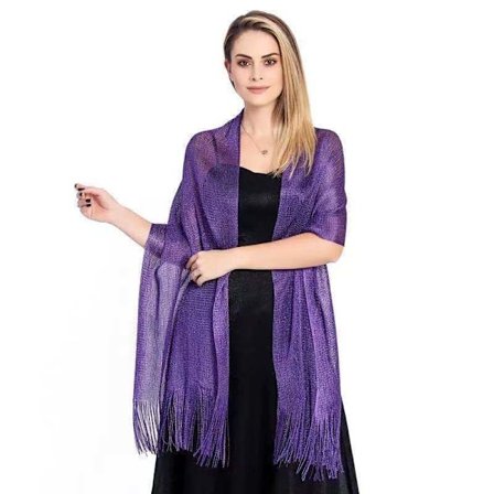Kvinnors tunna sjalar med långa fransar ihåliga sjalar för aftonklänningar - lila
