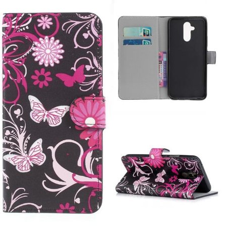 Plånboksfodral Huawei Mate 20 Lite - Svart med Fjärilar