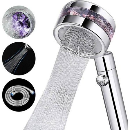 Dusjhode, høytrykks hånddusj 2 typer med på/av-knapp og 1,5 M slange, regndusjhode med vannsparende funksjon, dusjhode