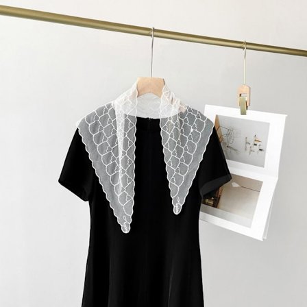 Tynd blonder falsk krave mesh garn sjal HVID