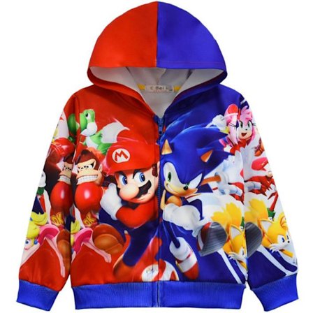 Super Mario Barn Hoodie Jacka med Dragkedja Långärmad Julklapp