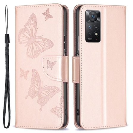 Butterfly Xiaomi Redmi Note 11S 5G / Xiaomi Redmi Note 11 Pro nahkakotelo - Ruusukulta