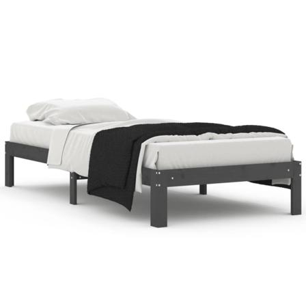 Vidaxl Sängram Grå Massiv Furu 90x200 Cm Grå