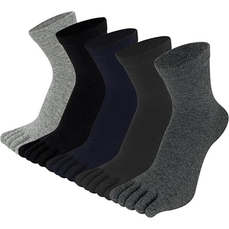 Tåstrømper til mænd og kvinder - Femfingerstrømper Bomuld Crew Åndbare til atletisk løb og sport 5 par 43-48