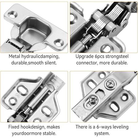 Gångjärn med inbyggd dämpare, självstängande mekanism, för köksdörrar, skåp, 2 st