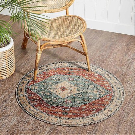 Boho l Rund Matta, 90 cm Faux Ull Liten Rund Områdesmatta Mjuk Tvättbar Entréhall Matta Halkfri Låg Lugghöjd Golvmatta för Hall Inomhus Främre Entré